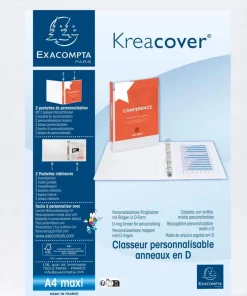 Exacompta Kreacover 30 mm Elastomap PP (Polypropeen) A4 4 Ringen Wit 51842E 10 Stuks