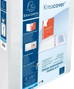 Exacompta Kreacover 40 mm Elastomap PP (Polypropeen) A4+ 2 Ringen Wit 51923E 10 Stuks