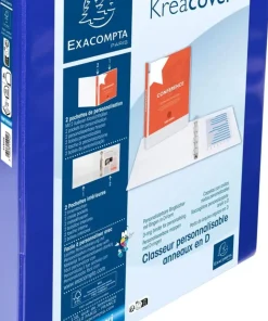 Exacompta Kreacover 30 mm Elastomap PP (Polypropeen) A4 4 Ringen Blauw 51942BE 10 Stuks